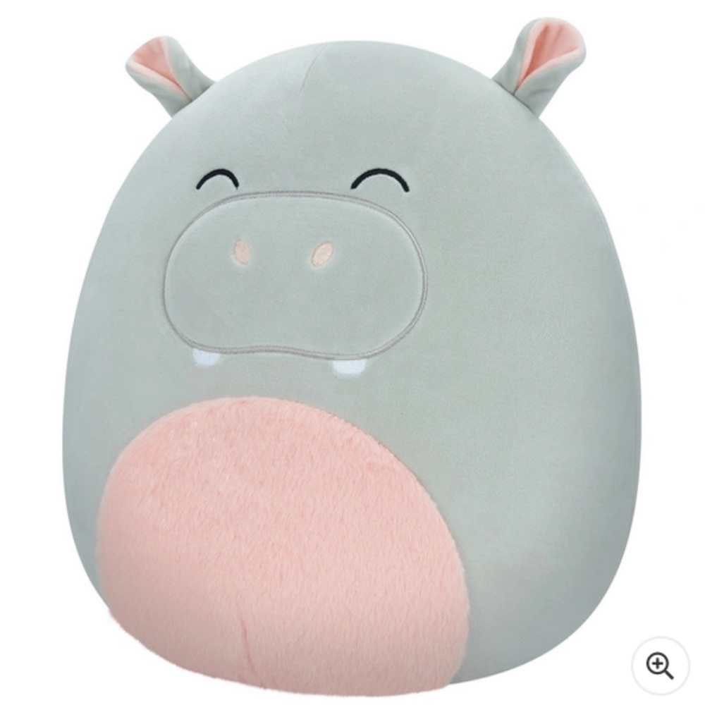 Squishmallow Cute Gray and Pink Hippo Plush